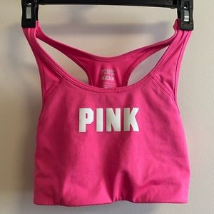 Pink Longline Sports Bra Athletic Brami